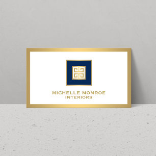Den moderna grekiska Logotypen Nyckel, Guld/marinb Visitkort