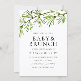 Den moderna Grey-Neutralten Babykläder Brunch Inbj Inbjudningar