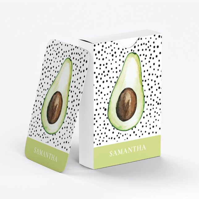 Den moderna Grönten Avocado Personlig Namn Casinokort (Skapare uppladdad)