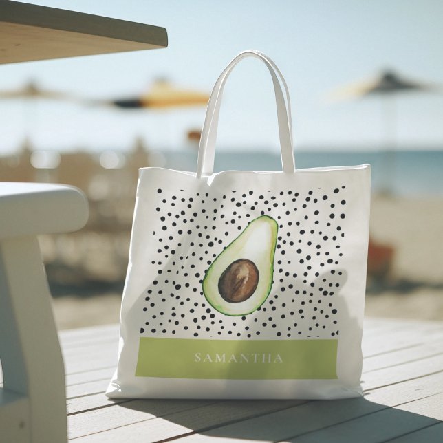 Den moderna Grönten Avocado Personlig Namn Tygkasse (Skapare uppladdad)