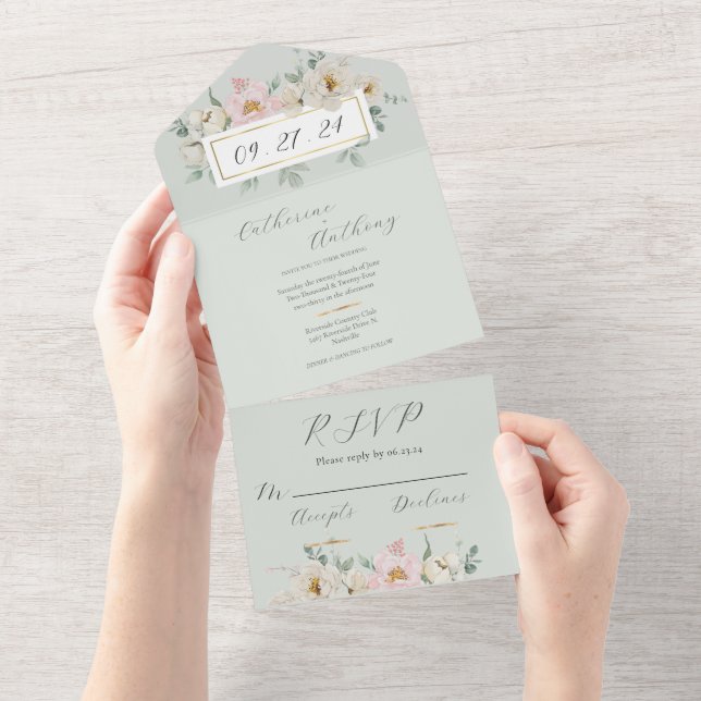 Den moderna Grönten Blommigt Guld Bröllop (Tearaway)