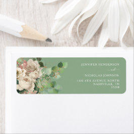 Den moderna Grönten Blommigt Ro Bröllop Returadres Returadress Etikett