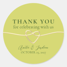Den moderna Grönten Bröllop Tack Runt Klistermärke
