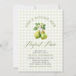 Den moderna Grönten Gingham Perfekt Pair Möhippa Inbjudningar