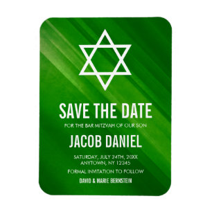 Den moderna Grönten Grunge Pub Mitzvah Spara datum Magnet