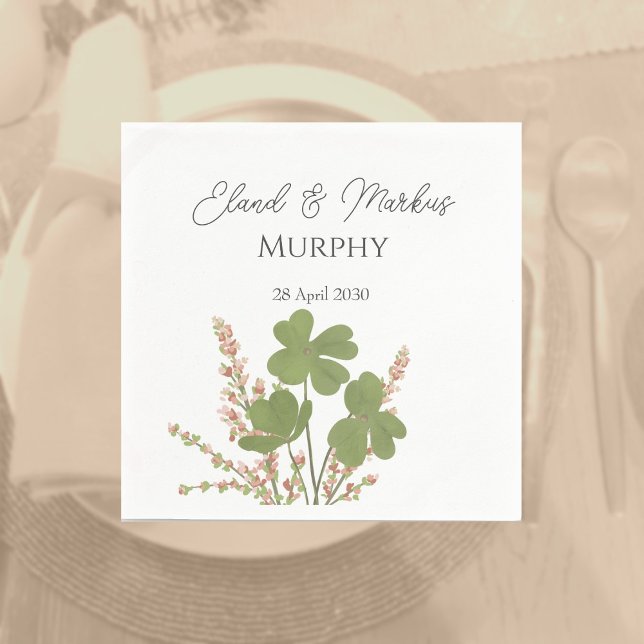 Den moderna Grönten Irländska Löv Klöver Bröllop Pappersservett (Skapare uppladdad)