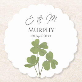 Den moderna Grönten Irländska Löv Klöver Bröllop Underlägg Papper