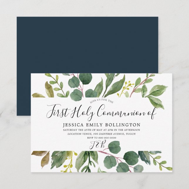 Den moderna Grönten Löv första Heligan Inbjudningar (Fram/baksida)