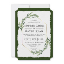 Den moderna Grönten Löv Guld Ram Bröllop