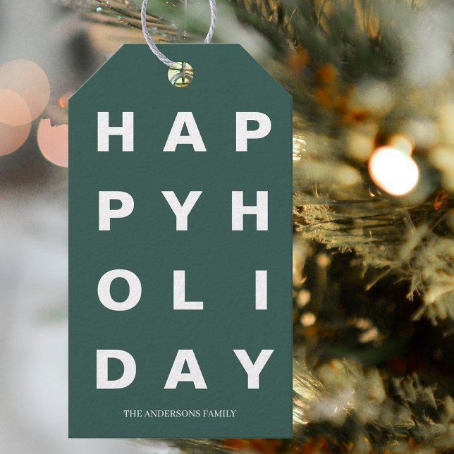 Den moderna Grönten Lycklig Helgdag Presentetikett (Skapare uppladdad)