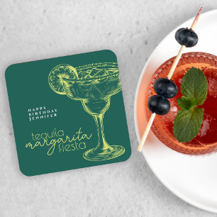 Den moderna Grönten Margarita Fiesta Födelsedagsfe Underlägg Papper Kvadrat