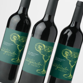 Den moderna Grönten Margarita Fiesta Födelsedagsfe Vinflaska Etikett