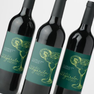 Den moderna Grönten Margarita Fiesta Födelsedagsfe Vinflaska Etikett