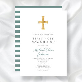 Den moderna Grönten Rand Kor Boy First Communion Inbjudningar