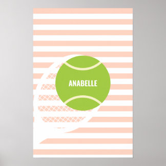 Den moderna Grönten Tennis Boll Rosa Namn Poster