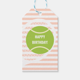Den moderna Grönten Tennis Boll Stripe Birthday Ro Presentetikett
