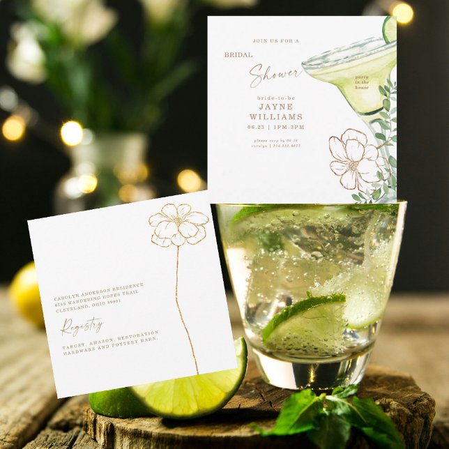 Den moderna Guld Blommigt Margarita Möhippa Inbjudningar (Skapare uppladdad)