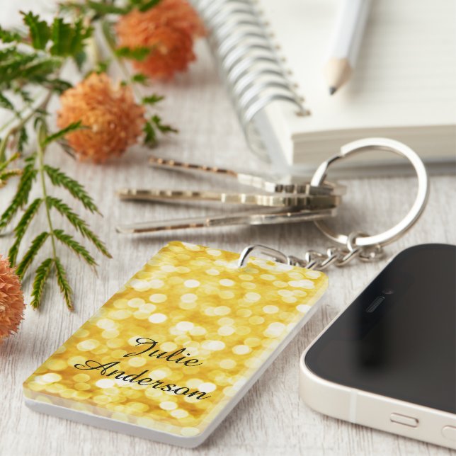 Den moderna Guld Bokeh Acrylic Keychain (Högra Framsidan)