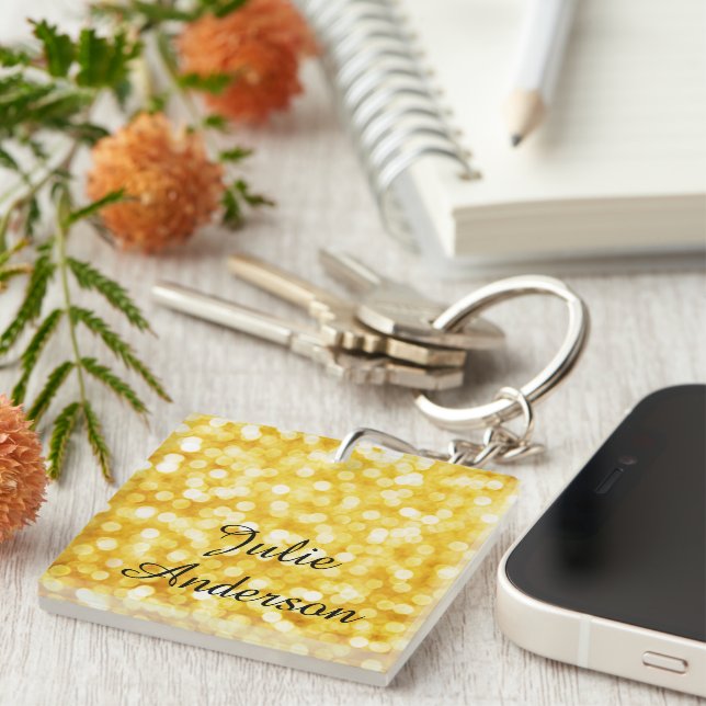 Den moderna Guld Bokeh Acrylic Keychain (Högra Framsidan)