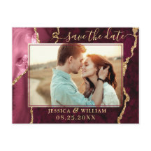 Den moderna Guld Burgundy Agate PHOTO-spara datume