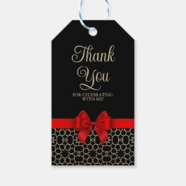 Den moderna Guld-Egyptenen Geometric Red Bow Tack Presentetikett