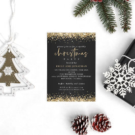 Den moderna Guld Glitter-julen Party Black Inbjudningar
