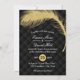 Den moderna Guld Glitter Peacock Feather Luxury Br Inbjudningar