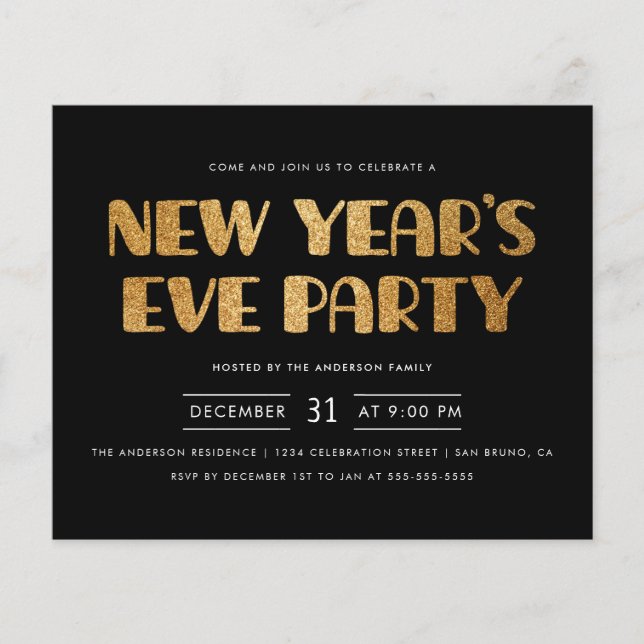 Den moderna Guld-Nyårsaftonen Party (Framsida)