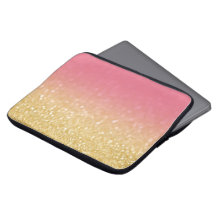 Den moderna Guld Rosa Ombre Glitter Laptop sleeve 