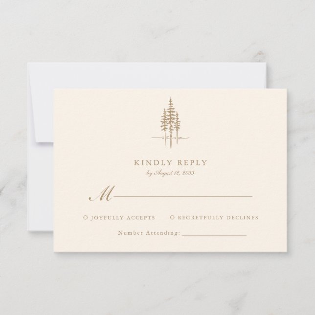 Den moderna Guld Träd-skogen Rustic Bröllop OSA Kort (Framsida)