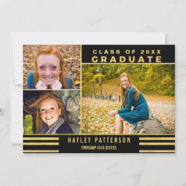 Den moderna guldsvarten görar randig studenten för inbjudningar