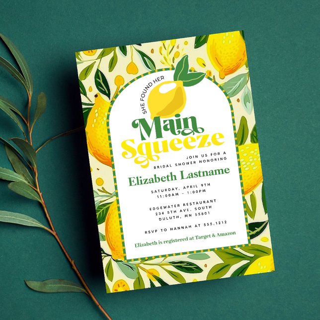 Den moderna Gulten Lemon Main Squeeze Möhippa Inbjudningar (Skapare uppladdad)