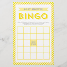 Den moderna Gulten Rand Baby Shower Bingo Game Brevpapper