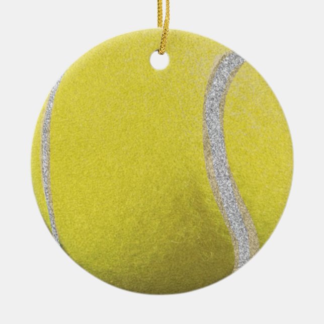 Den moderna Gulten tennis Boll med Faux Glitter Li Julgransprydnad Keramik (Framsidan)