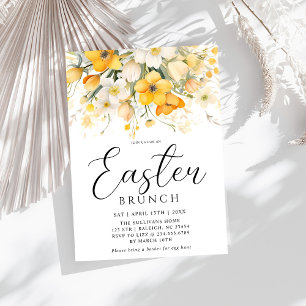 Den moderna Gulten Vår Blommigt Påsk Brunch Inbjudningar