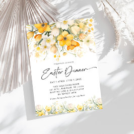 Den moderna Gulten Vår Blommigt Påsk Brunch Inbjudningar