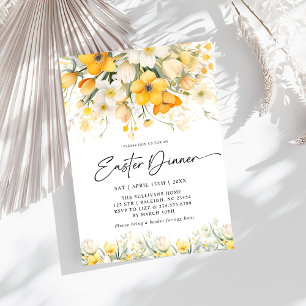 Den moderna Gulten Vår Blommigt Påsk Brunch Inbjudningar