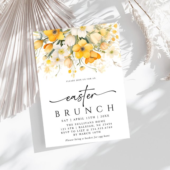 Den moderna Gulten Vår Blommigt Påsk Brunch Inbjudningar (Skapare uppladdad)