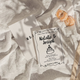 Den moderna Hand plockade Cake Retro Ram Unik Bröl Inbjudningar