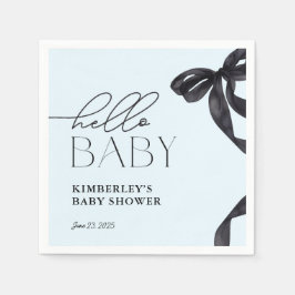 Den moderna Hej Baby Black Bow Baby Shower Pappersservett