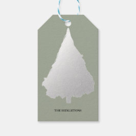 Den moderna Helgdag silver Julgran Presentetikett