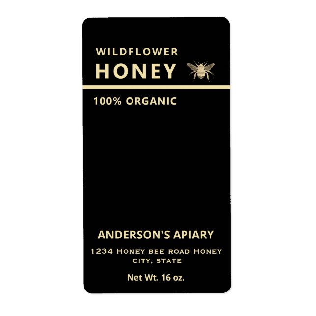 Den moderna honungsbihonungen guld burk fraktsedel (Framsidan)