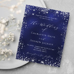 Den moderna inbjudan till bröllopsinbjudan till ma<br><div class="desc">En marin blå bakgrund,  dekorerad med faux silver glitter,  gnistor. Den blå färg är ojämn. Anpassa och lägg till namn och information. 1 lakan = 1 inbjudan tryckt kant till kant.</div>