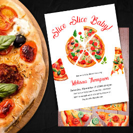 Den moderna italienska babystövlden Pizza Party i Inbjudningar