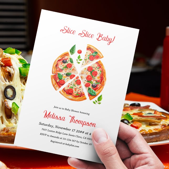 Den moderna italienska babystövlden Pizza Party i  Inbjudningar (Skapare uppladdad)