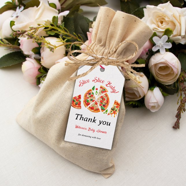 Den moderna italienska babystövlden Pizza Party i  Presentetikett (Skapare uppladdad)