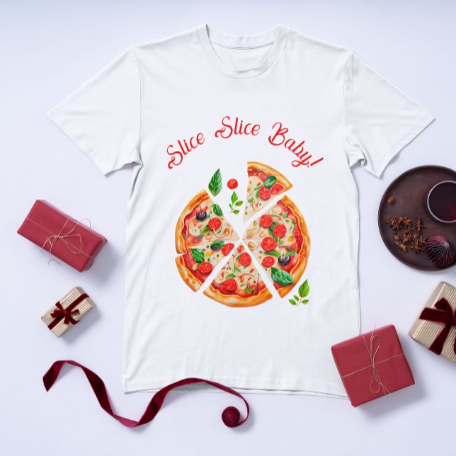 Den moderna italienska babystövlden Pizza Party i  T Shirt (Skapare uppladdad)