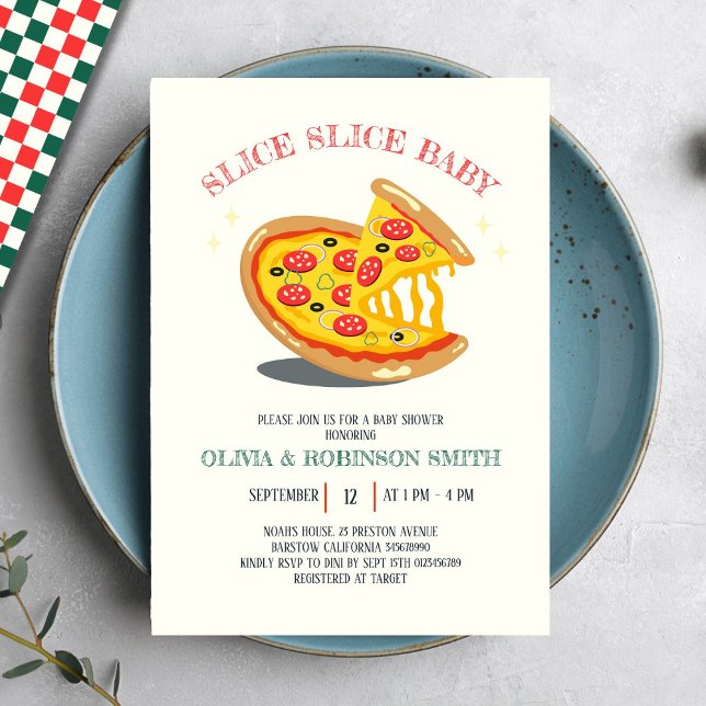 Den moderna italienska Pizza Baby Shower för segme Inbjudningar (Skapare uppladdad)