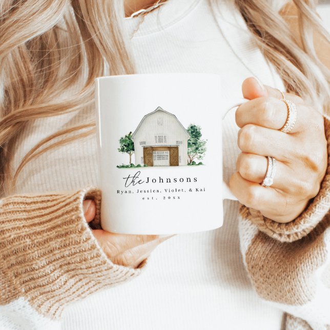 Den moderna jordbrukarfamiljen Namn det första åre Kaffemugg (Skapare uppladdad)