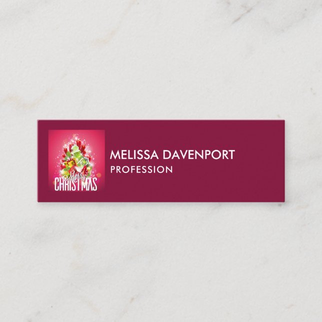 Den moderna julafton Wrapped Presenter & Träd - Fe Mini Visitkort (Framsida)
